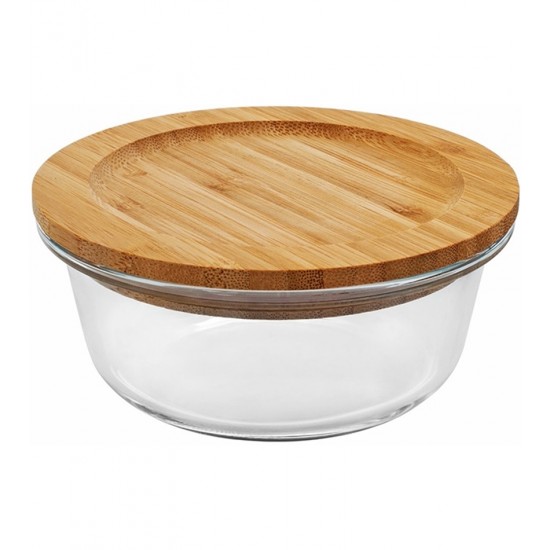 Pote 400ml Hermetico 13 x 6cm Com Tampa de Bambu